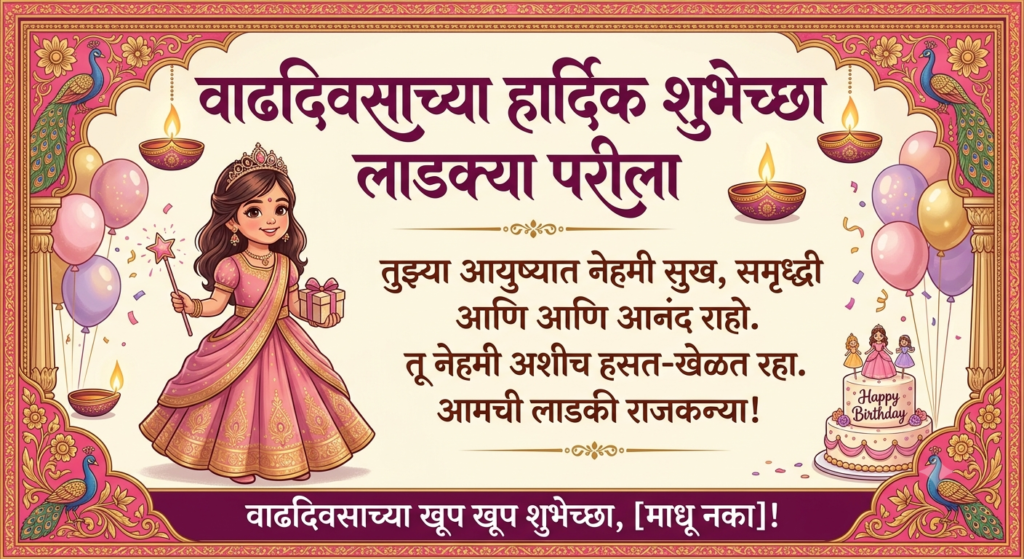princess daughter birthday wishes in marathi